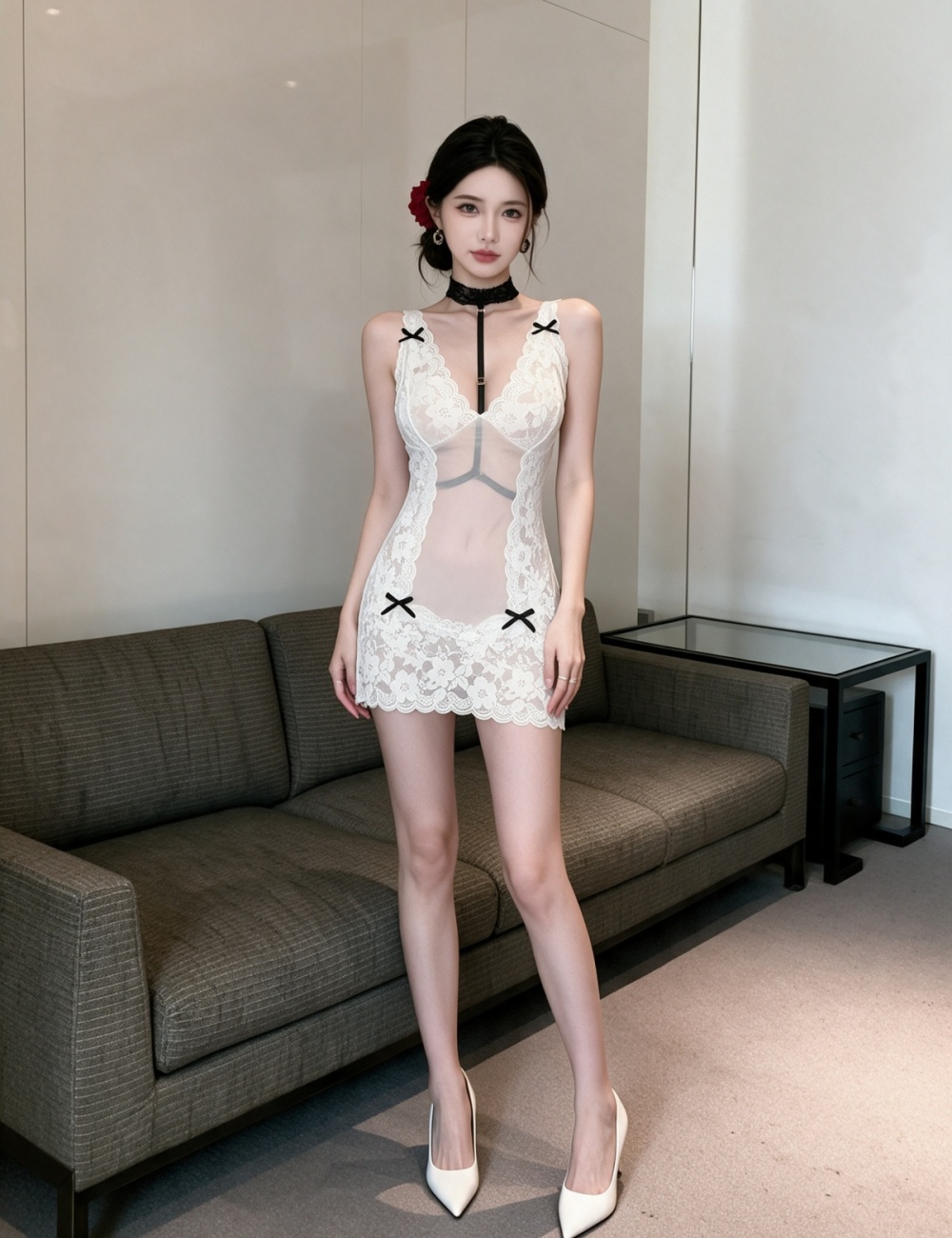 Enticement halter tight package hip white dress for women