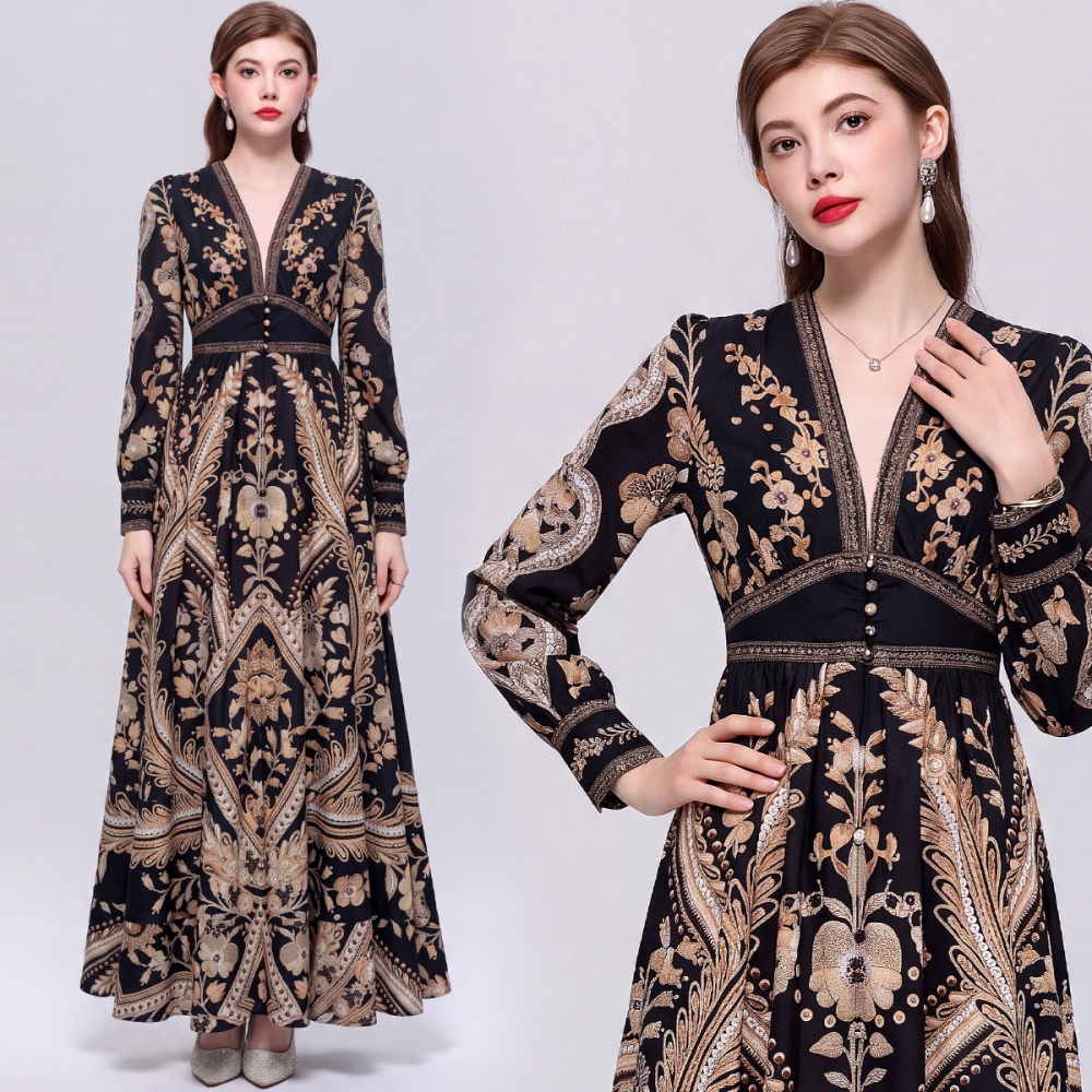 Pinched waist long dress big skirt dress for women
