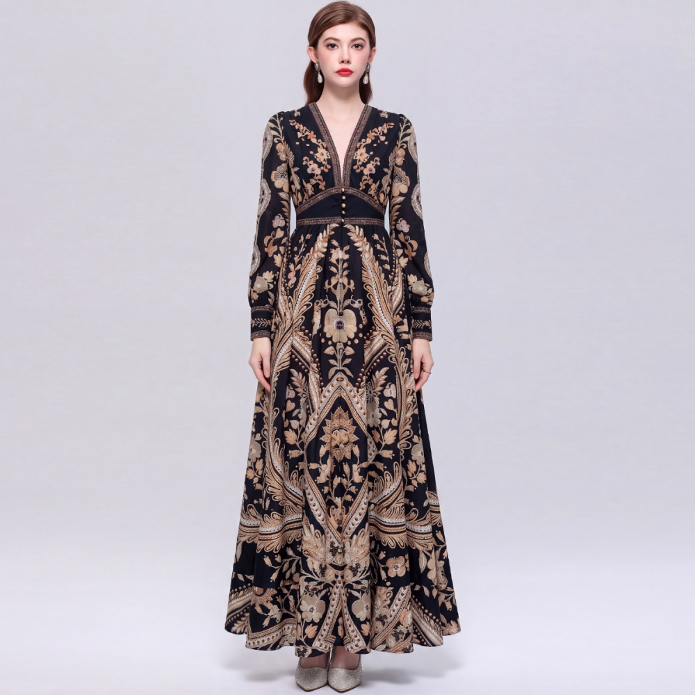 Pinched waist long dress big skirt dress for women