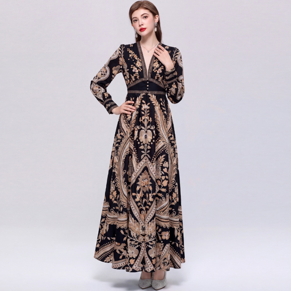 Pinched waist long dress big skirt dress for women