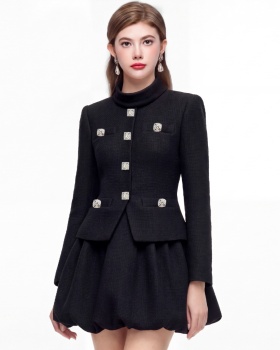 Retro dress cstand collar diamond formal dress