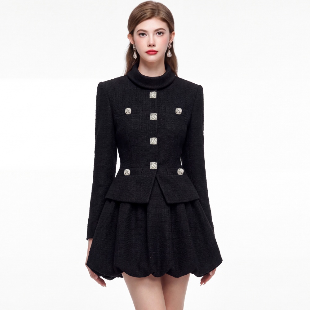 Retro dress cstand collar diamond formal dress