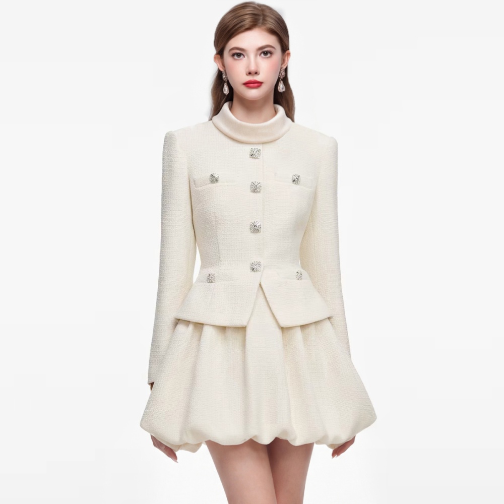 Long sleeve slim dress ladies pinched waist formal dress