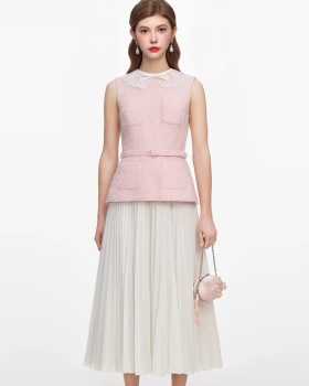 France style Pseudo-two pleated slim lace dress