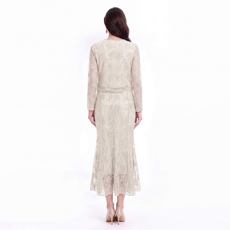 Embroidery cardigan skirt 2pcs set for women