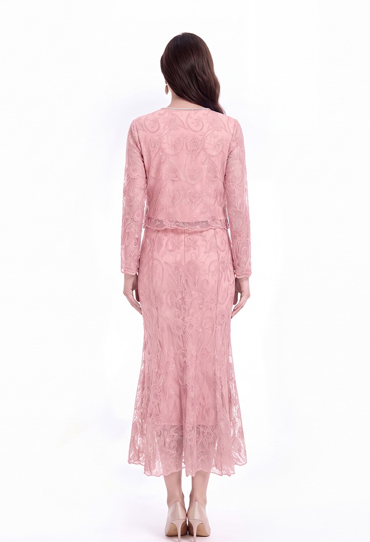 Embroidery cardigan skirt 2pcs set for women