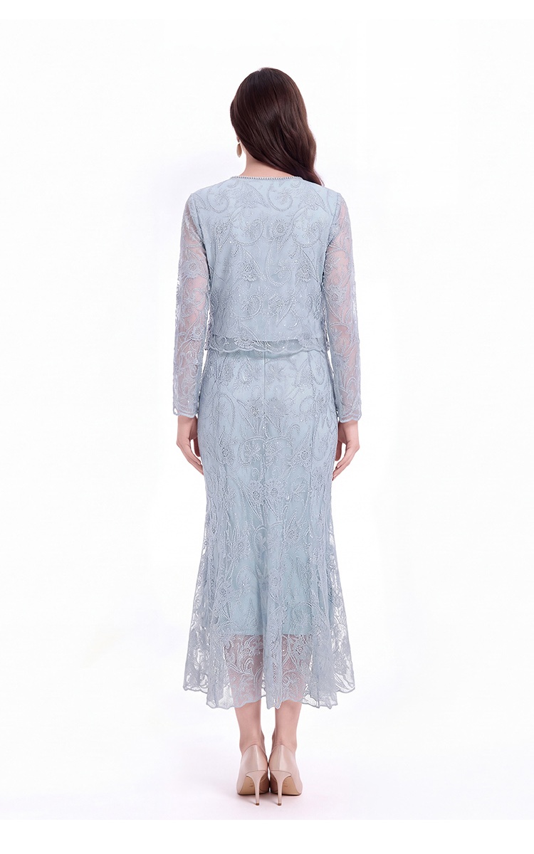 Embroidery cardigan skirt 2pcs set for women