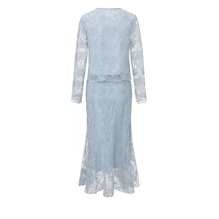 Embroidery cardigan skirt 2pcs set for women