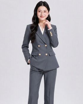 Micro speaker business suit black pants a set for women