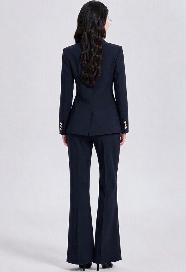 Micro speaker business suit black pants a set for women