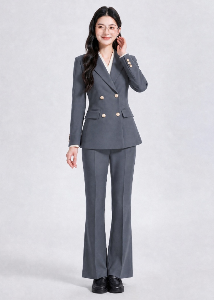 Micro speaker business suit black pants a set for women