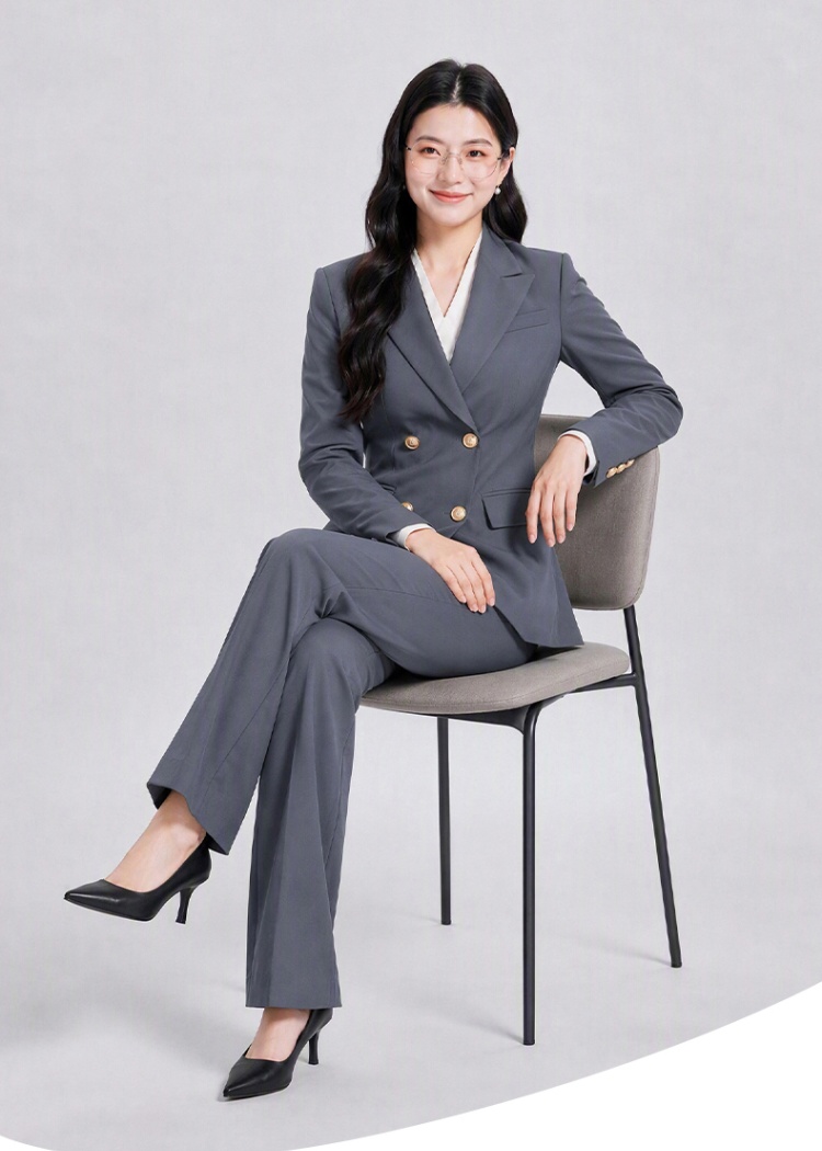Micro speaker business suit black pants a set for women