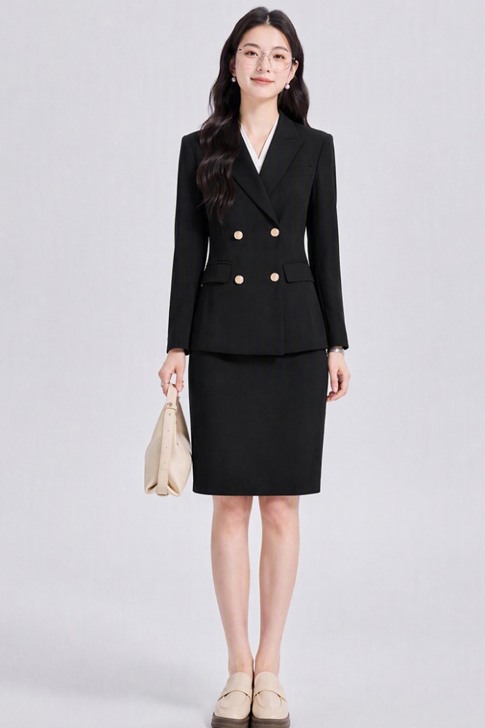 Black pants micro speaker business suit a set for women