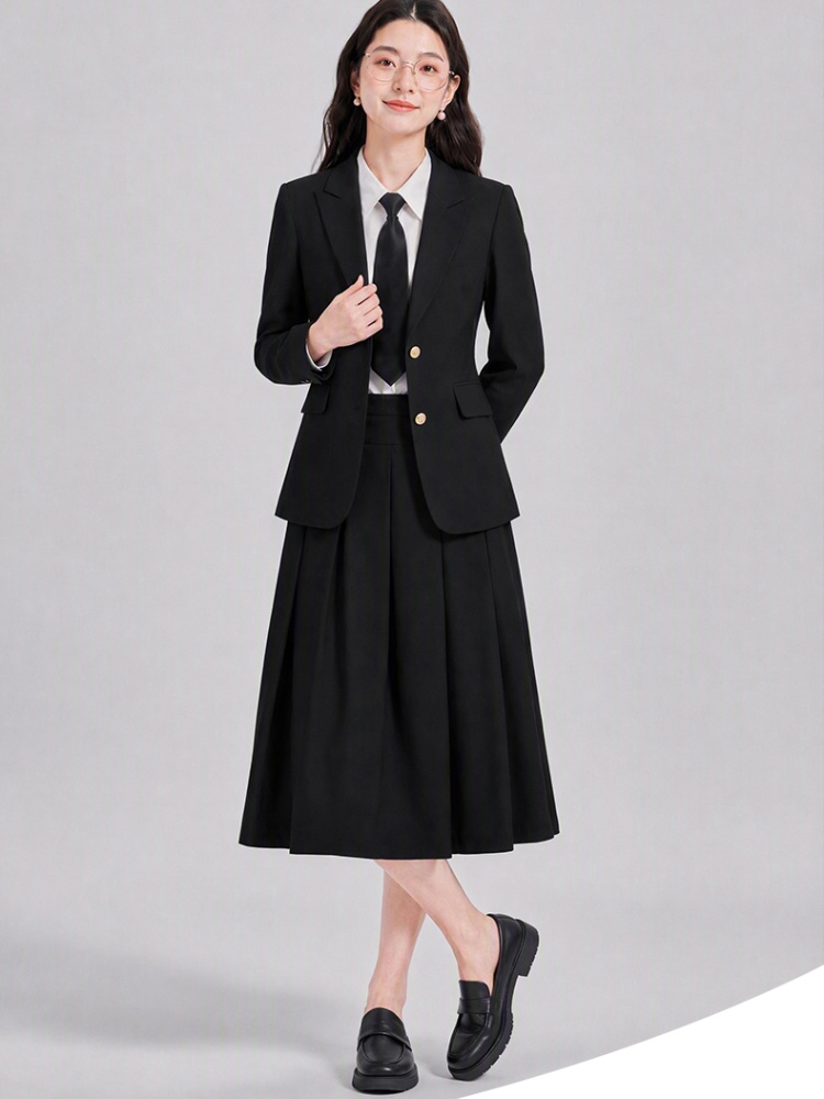 Profession gray skirt plaid work clothing a set