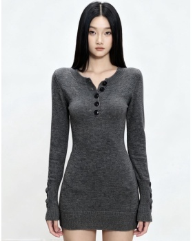 Winter spicegirl fashion T-back slim single-breasted dress