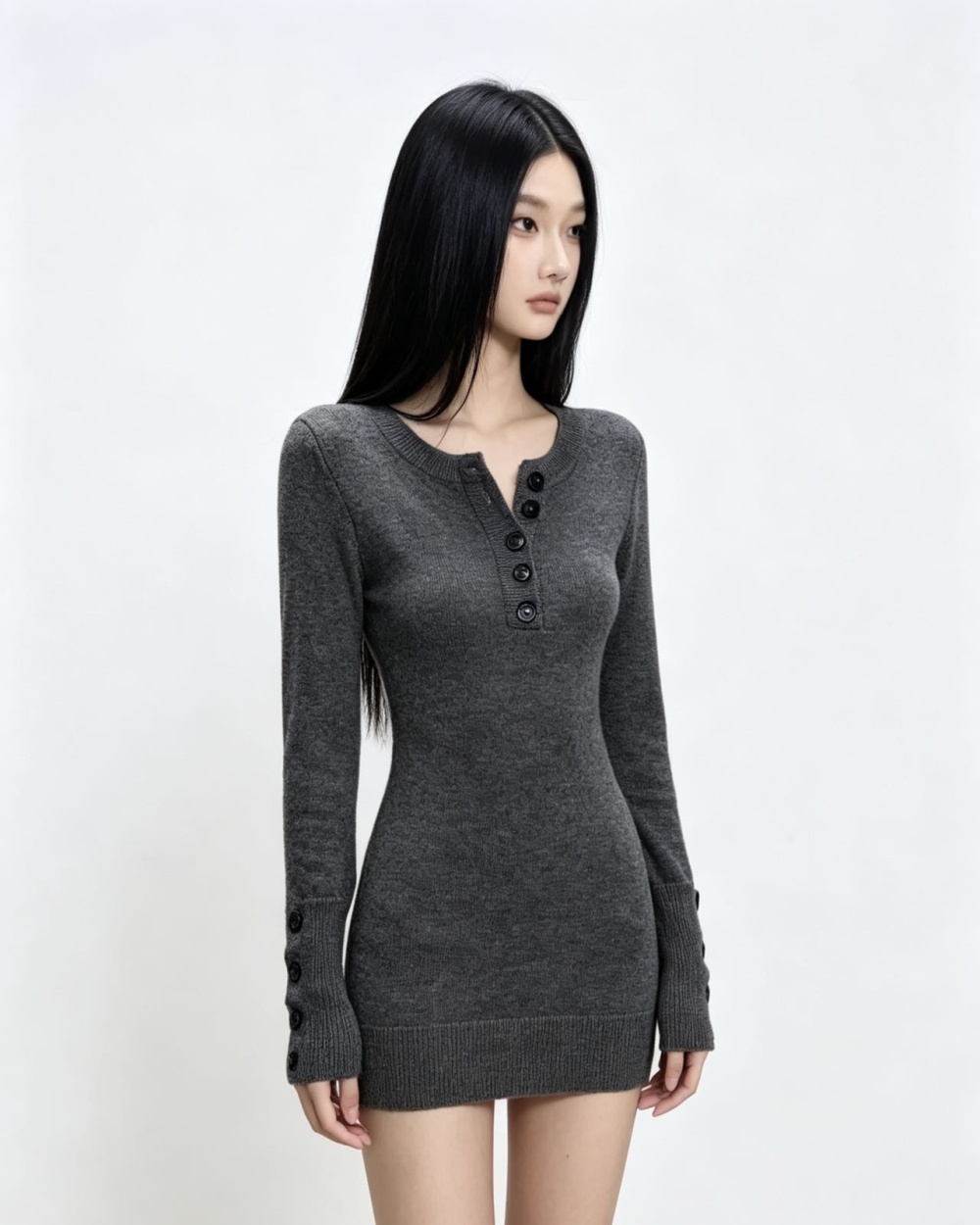 Winter spicegirl fashion T-back slim single-breasted dress