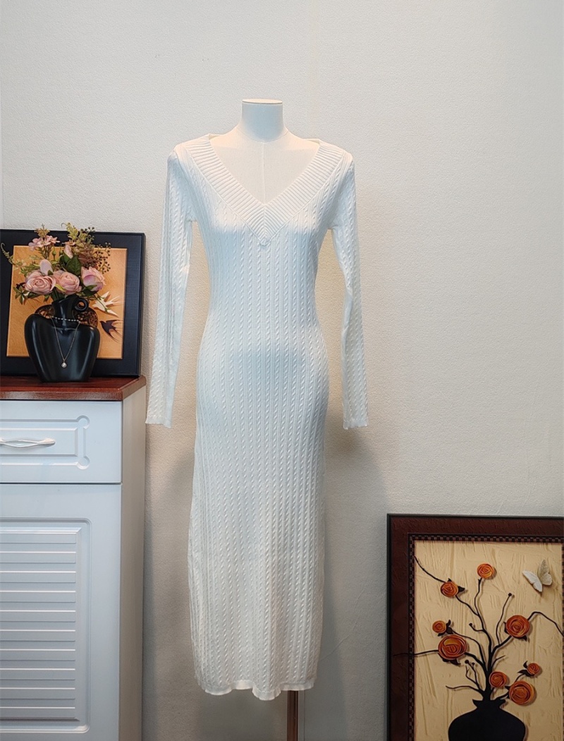 Autumn long sleeve dress package hip bottoming overcoat