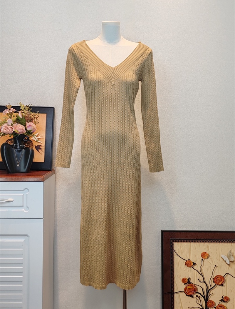 Autumn long sleeve dress package hip bottoming overcoat