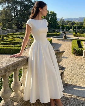 European style summer short sleeve halter dress for women