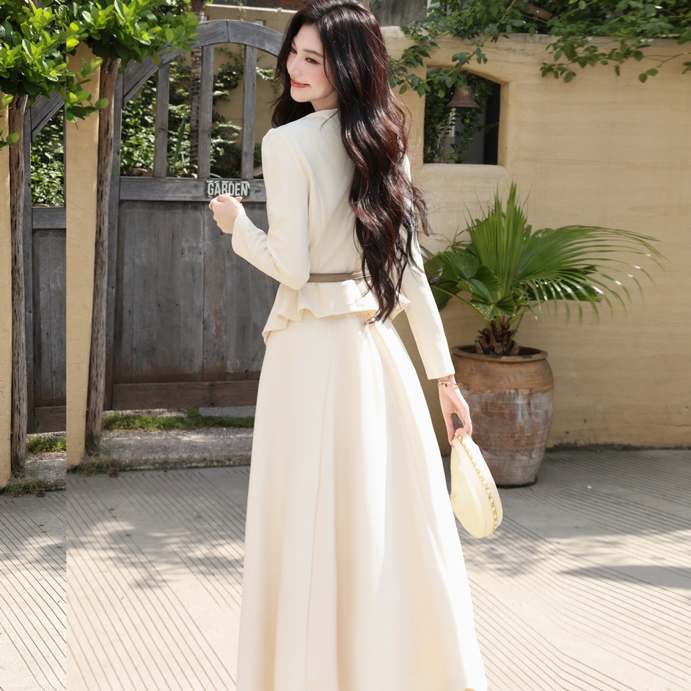 Autumn with belt light luxury skirt 2pcs set