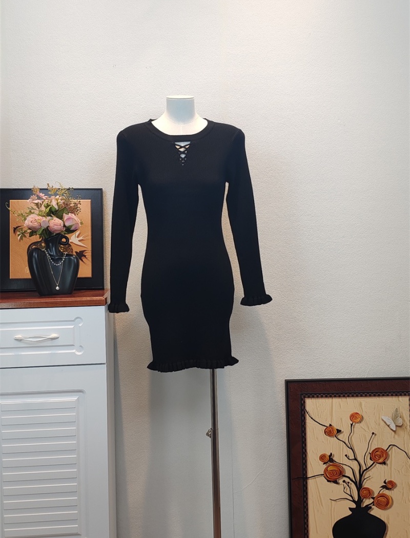 Wood ear France style package hip overcoat slim autumn dress