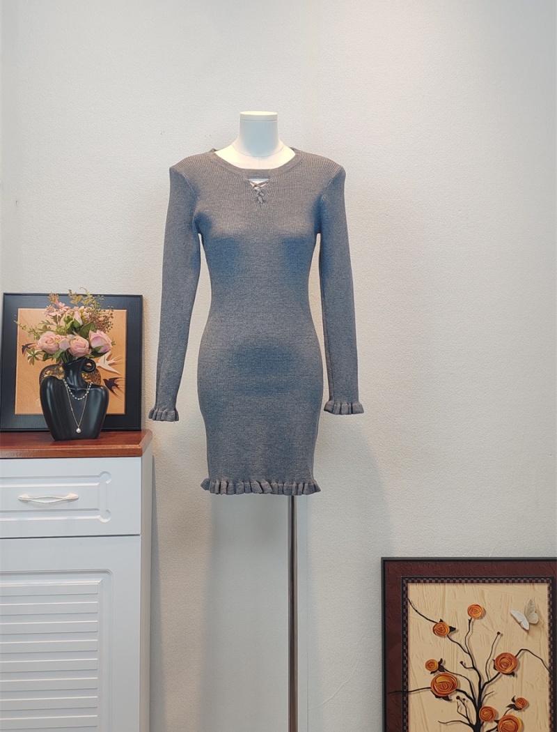 Wood ear France style package hip overcoat slim autumn dress