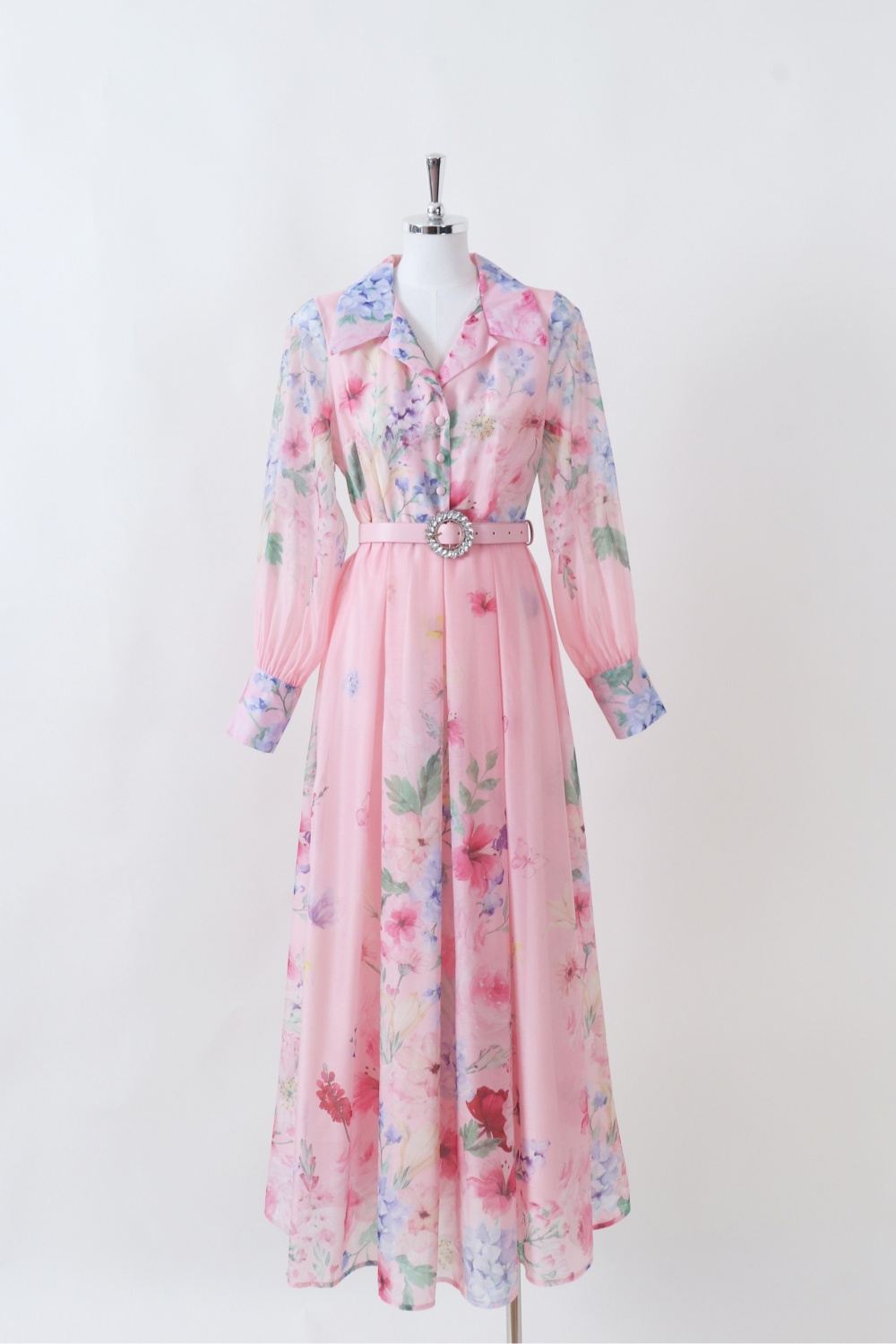 Autumn printing long shirt retro court style dress
