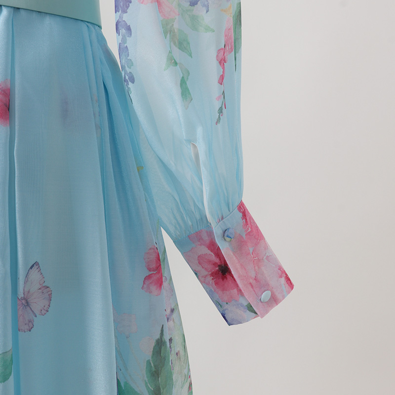 Printing autumn dress court style retro shirt