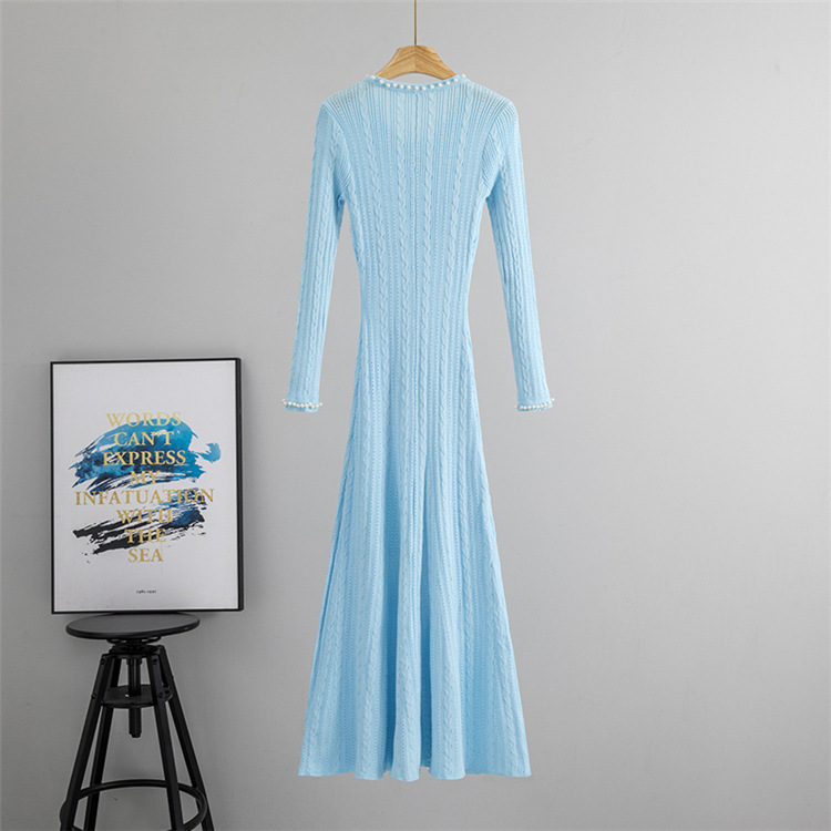 Knitted long sleeve cardigan France style sweater dress