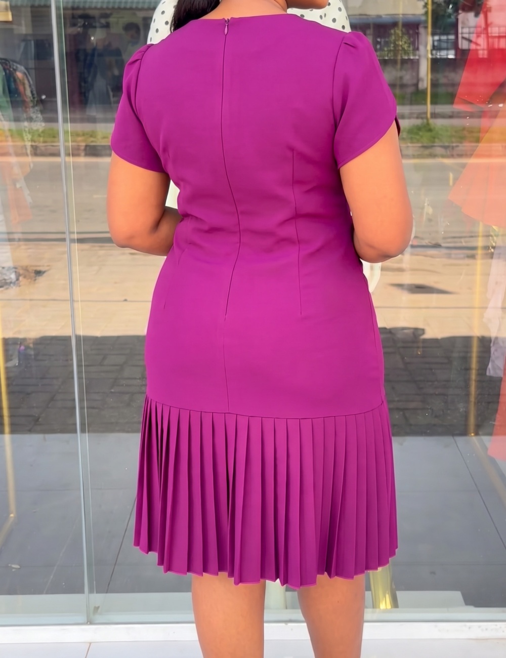 Invisible pleated European style elegant dress for women