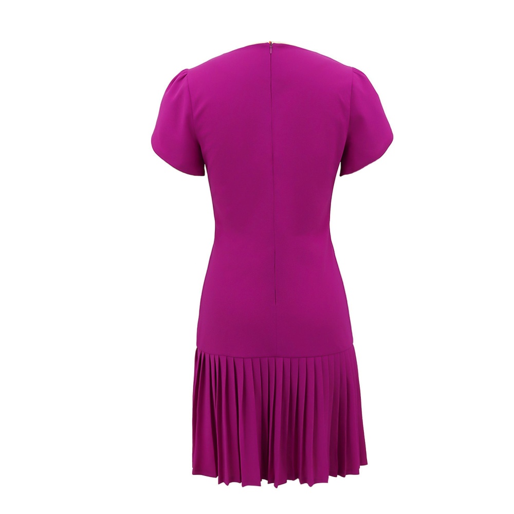 Invisible pleated European style elegant dress for women