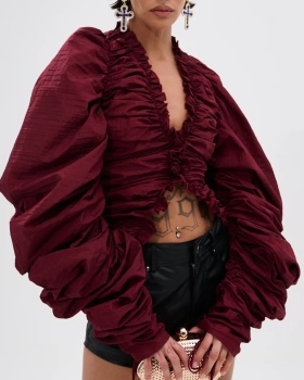 Autumn fashion shirt all-match fold tops for women