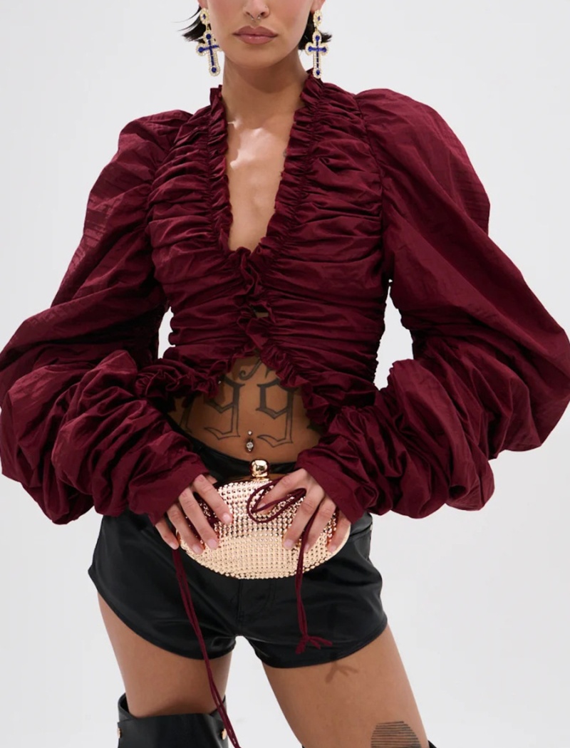 Autumn fashion shirt all-match fold tops for women