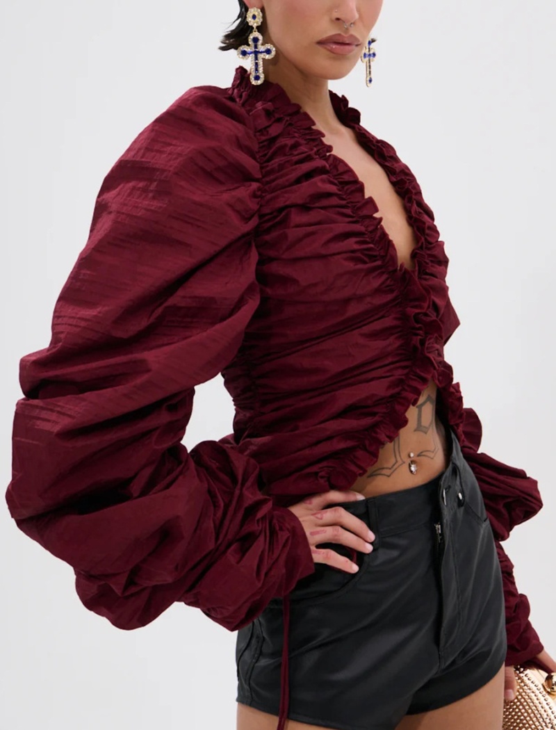 Autumn fashion shirt all-match fold tops for women