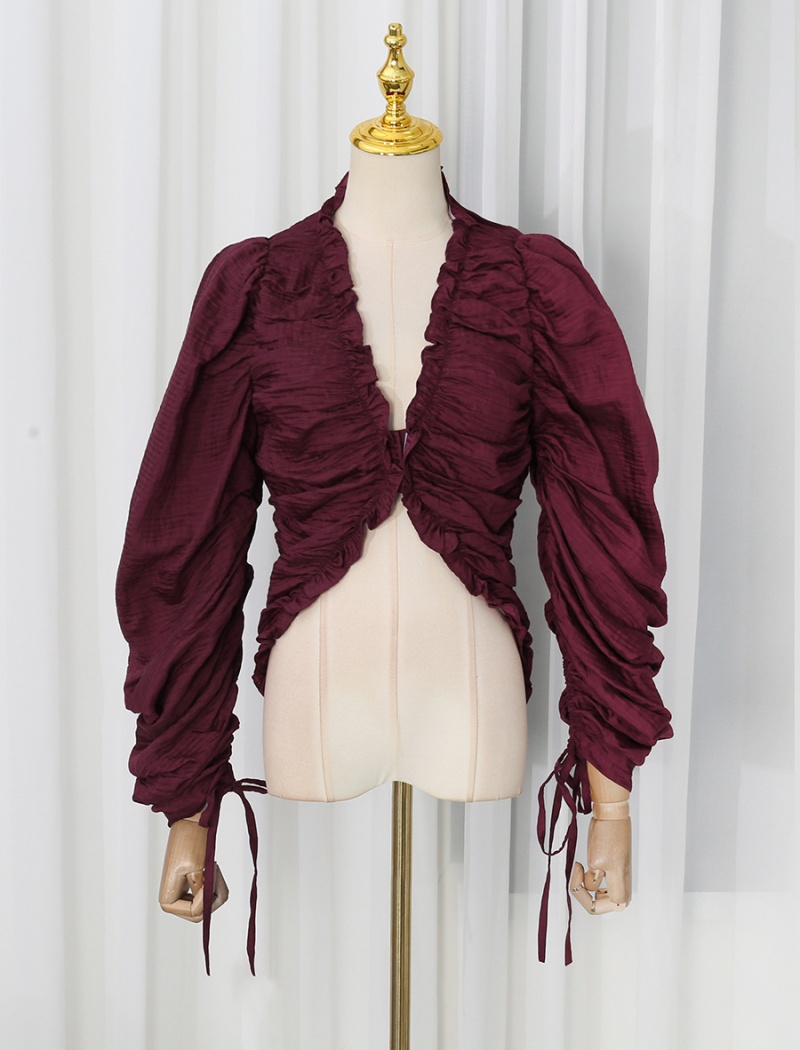 Autumn fashion shirt all-match fold tops for women