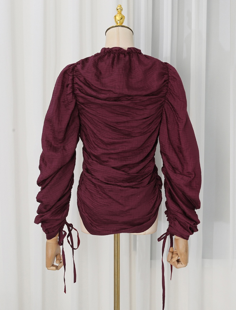 Autumn fashion shirt all-match fold tops for women