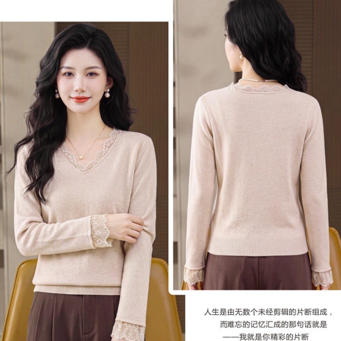 Hollow sweater plus velvet bottoming shirt for women