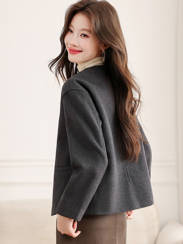 Small fellow woolen coat chanelstyle overcoat for women