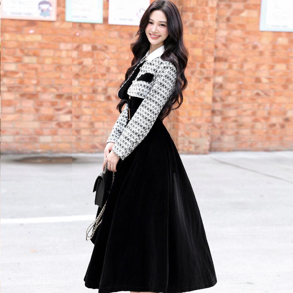 Autumn Pseudo-two long dress chanelstyle dress for women