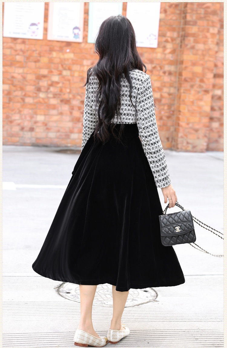 Autumn Pseudo-two long dress chanelstyle dress for women