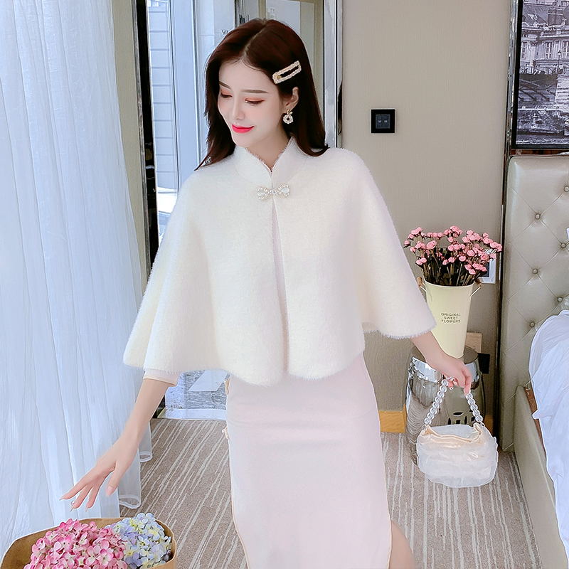 White maiden shawl light cheongsam for women