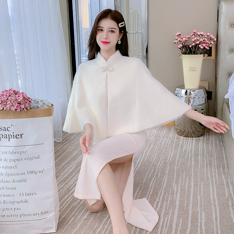 White maiden shawl light cheongsam for women