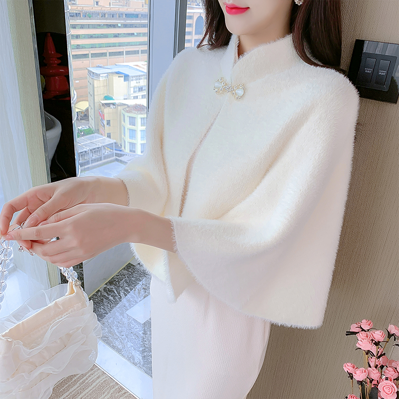 White maiden shawl light cheongsam for women