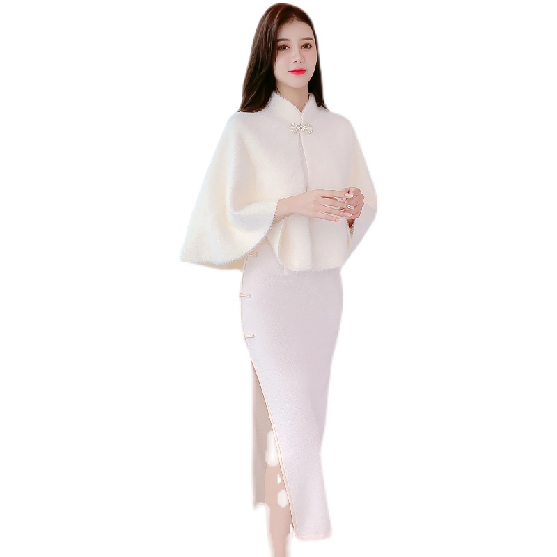White maiden shawl light cheongsam for women