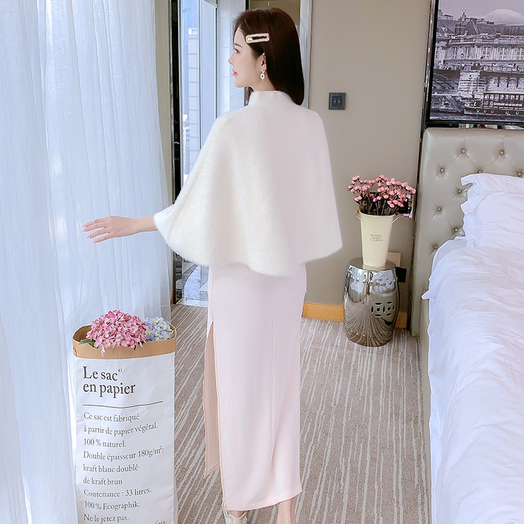 White maiden shawl light cheongsam for women