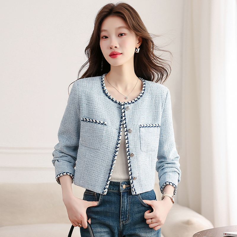 Blue autumn coat France style short tops for women