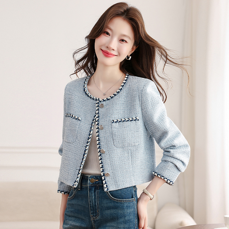 Blue autumn coat France style short tops for women