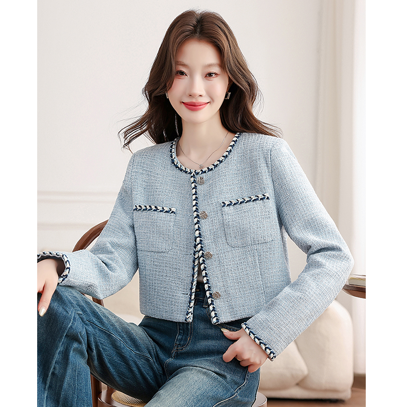 Blue autumn coat France style short tops for women