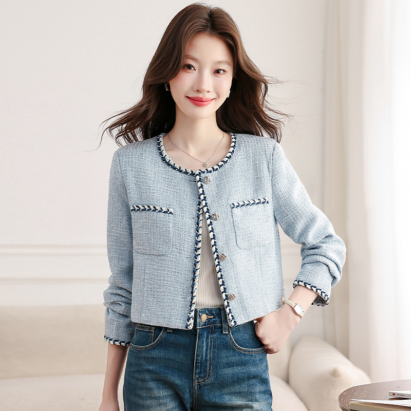 Blue autumn coat France style short tops for women