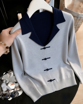 All-match Chinese style tops gray autumn and winter sweater